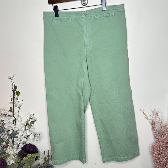 MADEWELL 2024 Emmett Wide-Leg Crop Pant Welt Pocket Pistachio Green Sz 33 {L19} - Picture 2 of 7